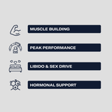 Super T testosterone booster supplement showing front and back nutrition labels